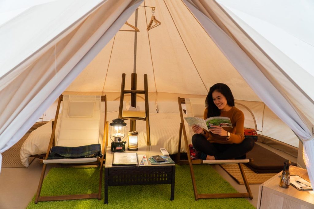 Interior of tent on The Farm - Chiba Itinerary Tokyo Itinerary