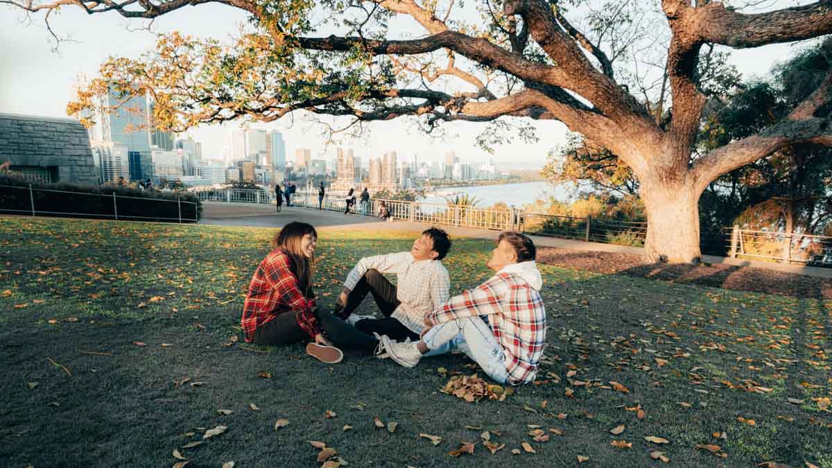 Friends Chilling at Kings Park Western Australia - Australia Itinerary