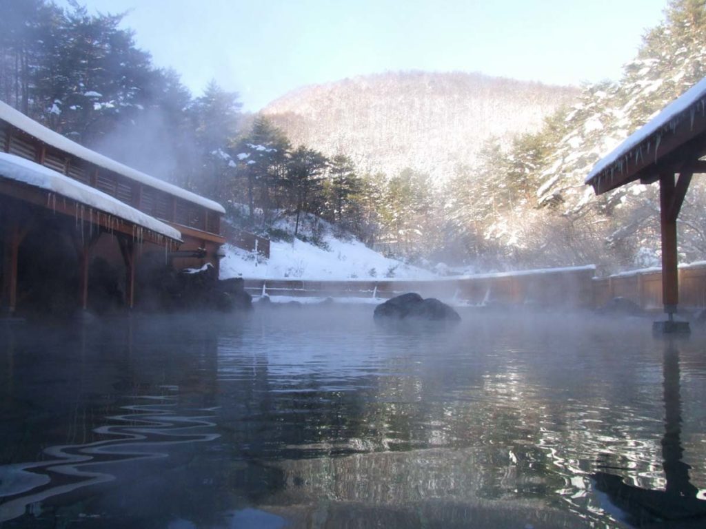 Kusatsu Onsen in Gunma with Scenery at the Back