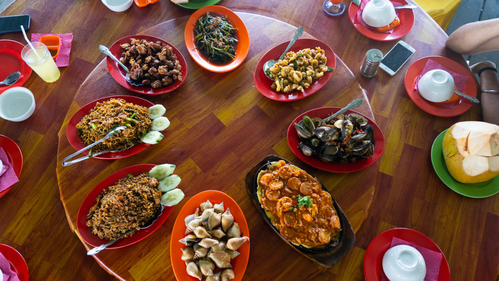 Seafood spread at Aneka Seafood Restaurant