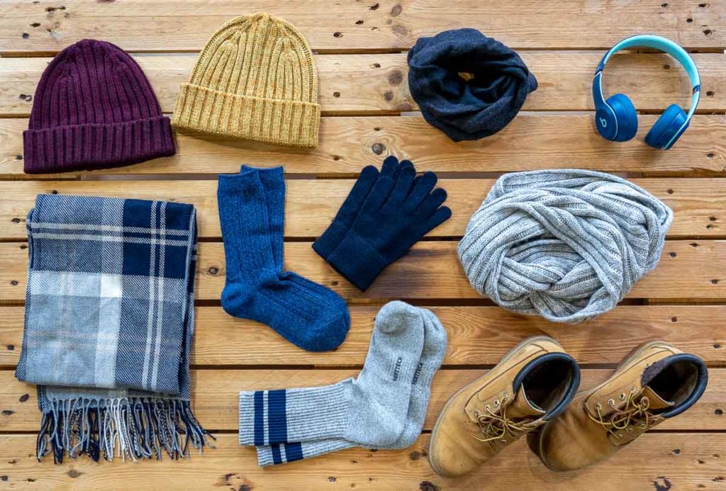 Uniqlo HEATTECH Accessories Flatlay- Winter Travel Essentials