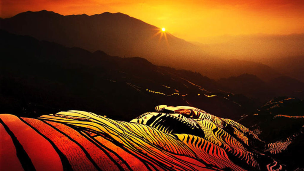 Bada Rice Terraces Best Spot for Sunset - Yunnan Nature