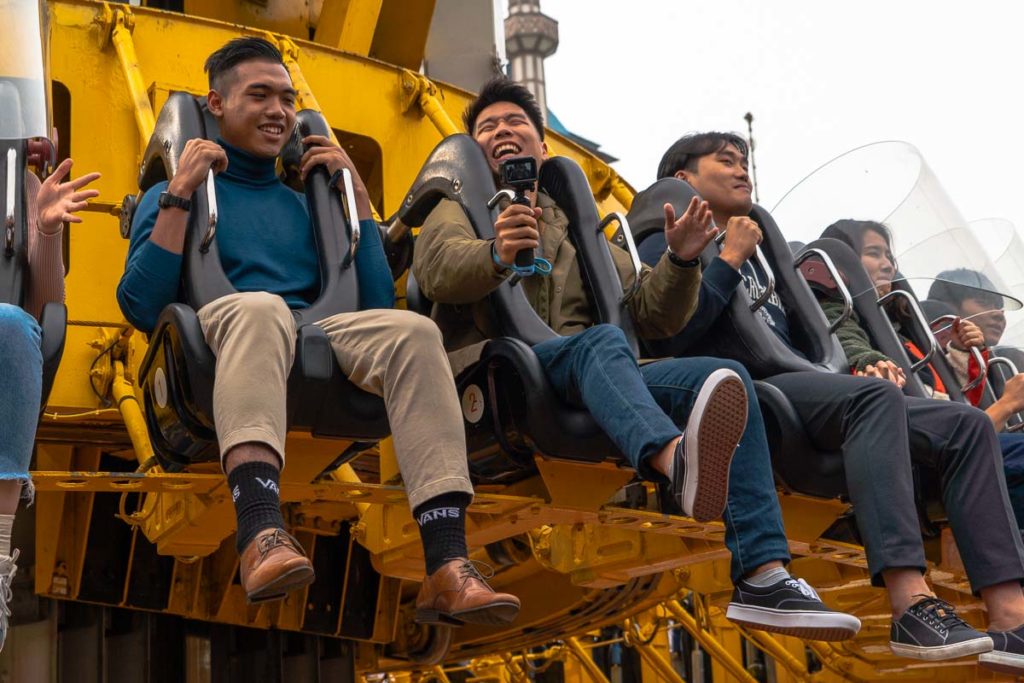 Clarence and Harris Having Fun on the Gyro Drop at Lotte World