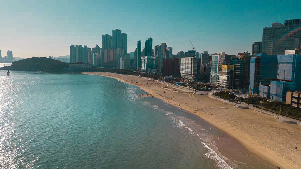 Drone shot of Haeundae Beach - Things to do in Korea