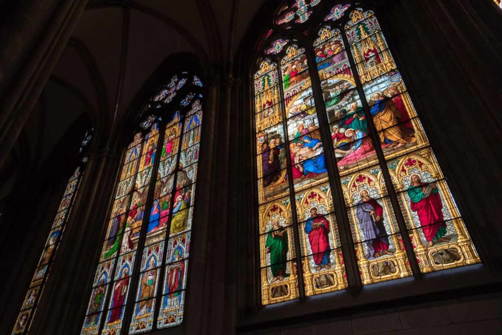 Stained glass inside Cologne Cathedral - Germany Itinerary