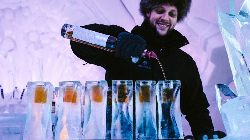 Quebec Canada Hotel de Glace Ice Bar - Monthey Switzerland Whitepod Family Room - Snow Hotels