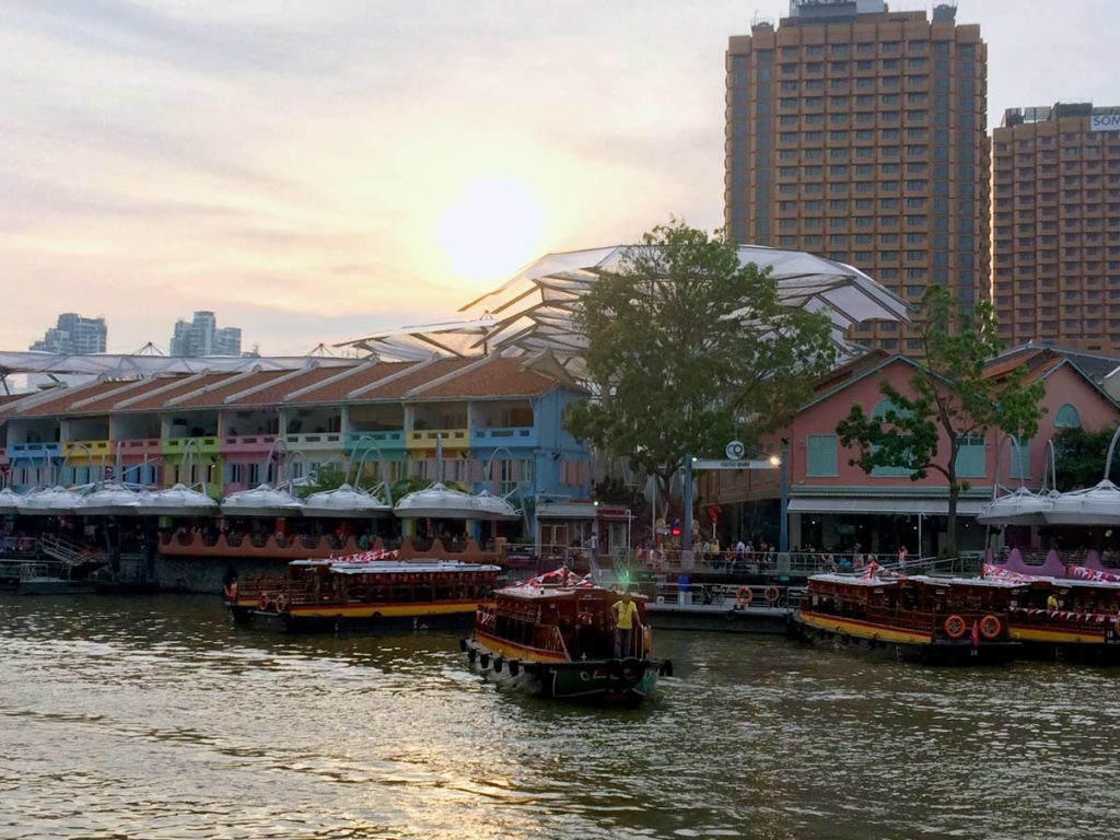 Singapore River at sunset