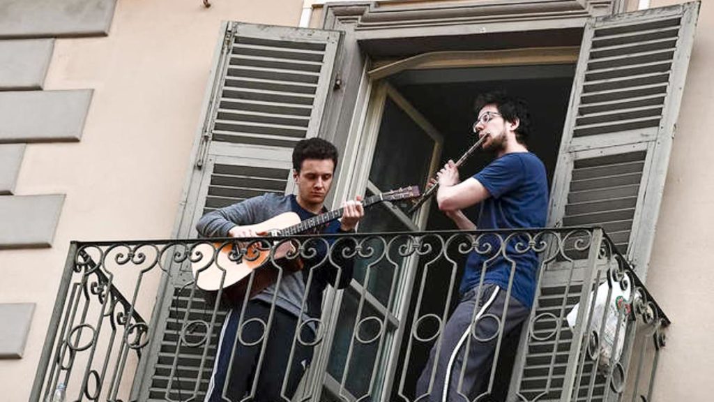 Italians Playing Music Instruments from Balconies - Good News Related to COVID-19