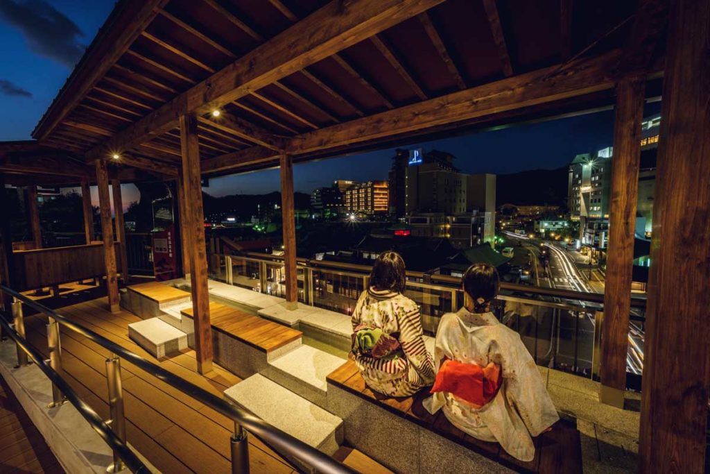 Night View at Dogo Onsen Footbath - Onsen Resorts in Japan