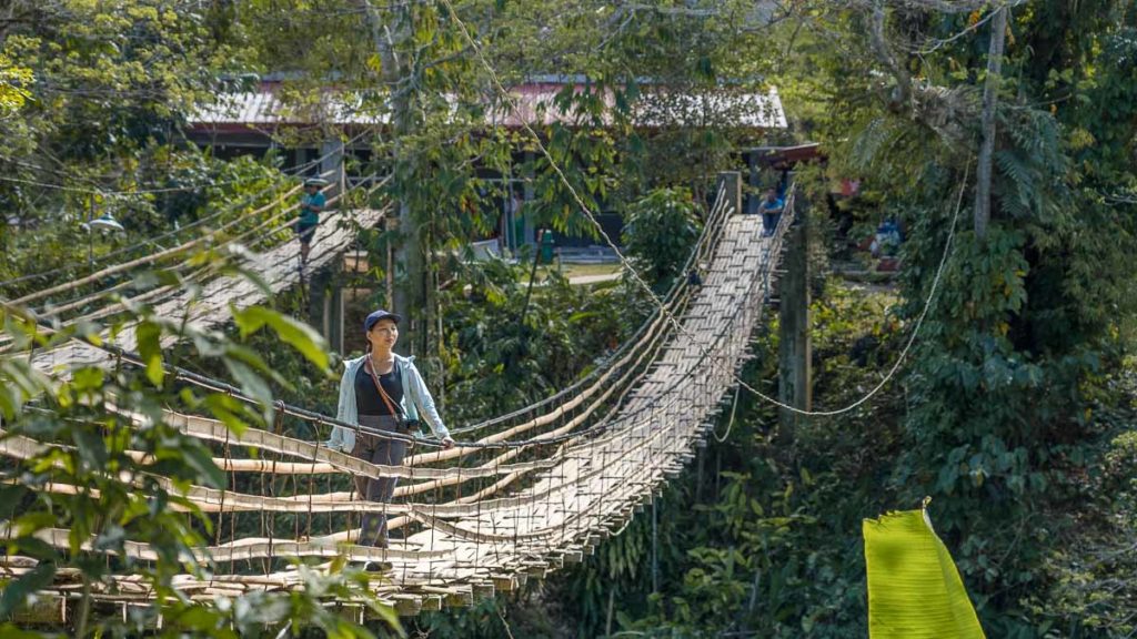 Walking on Sipatan Twin Hanging Bridge - Bohol Itinerary