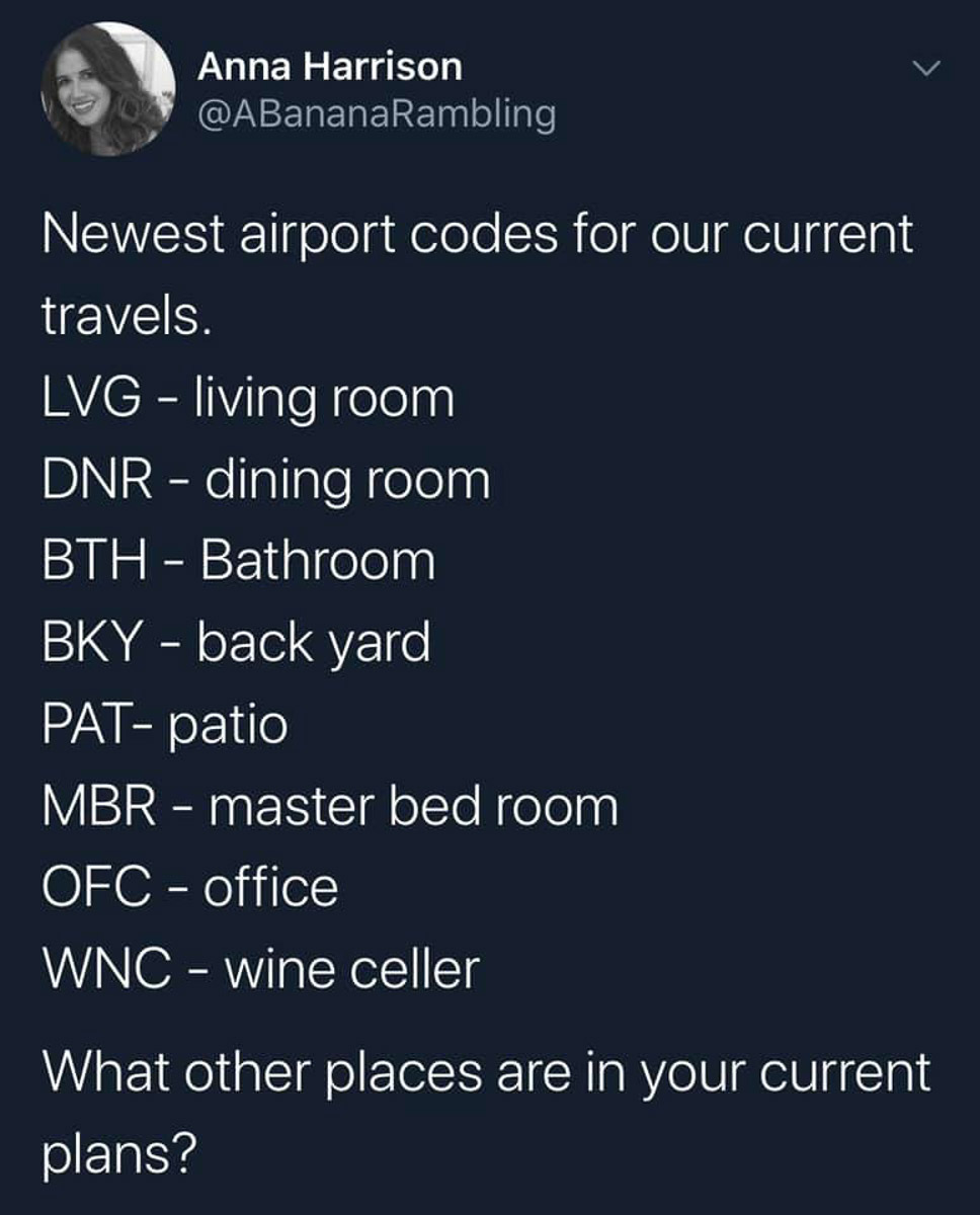 Airport Codes Around the House - Working from Home