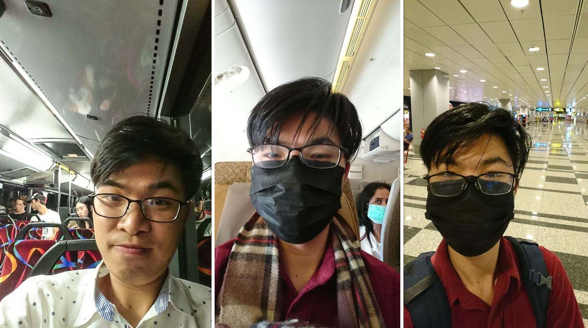 Collage of Yanchao coming back from Melbourne - Singaporean Students come home due to COVID-19