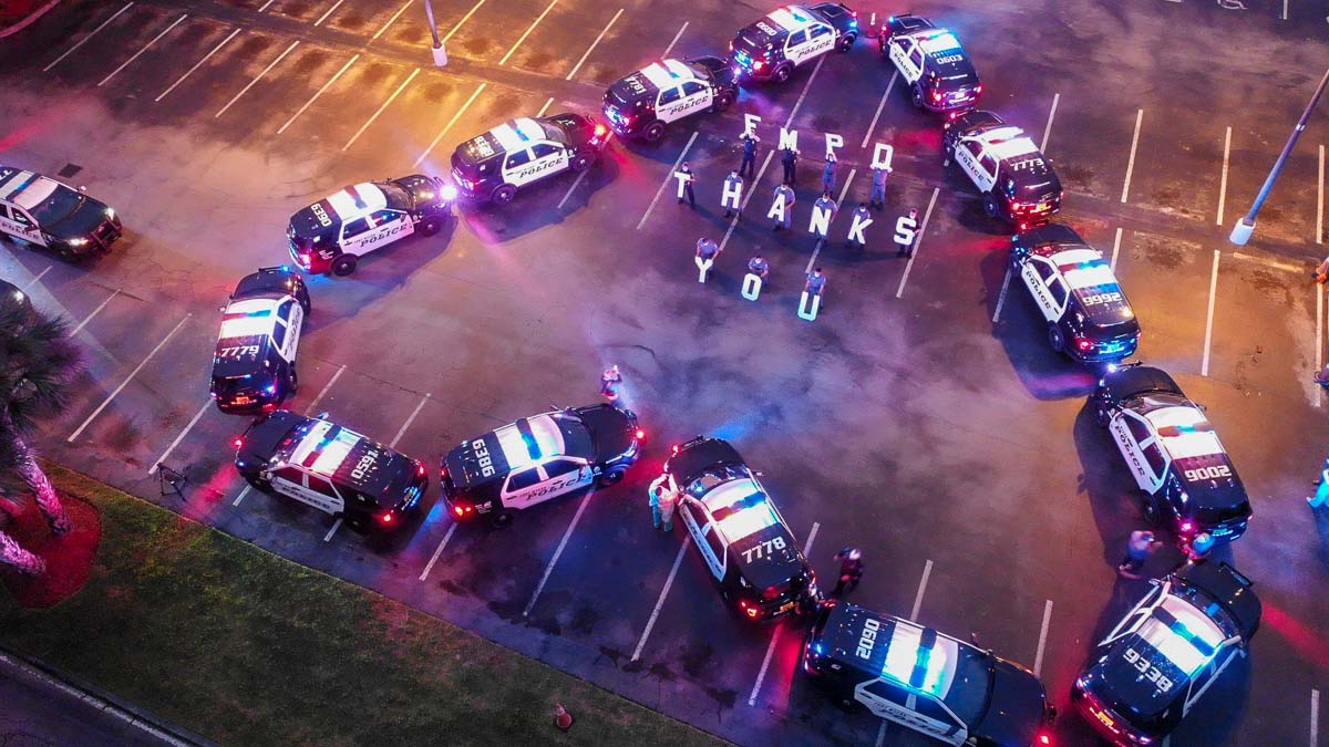 Florida Police Squad Heart Shape Cars - Thank you COVID-19 Healthcare and Frontline workers