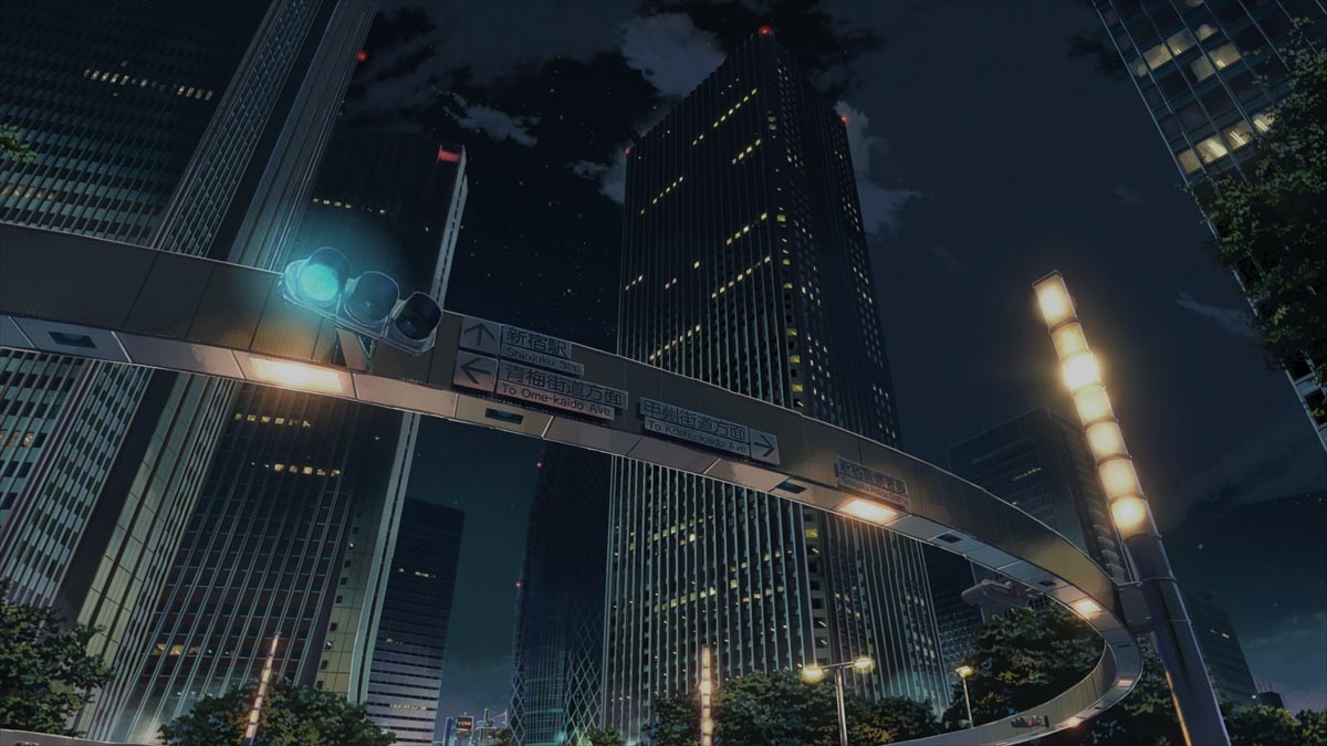 Screenshot of Tokyo CBD in Your Name - Learn a language