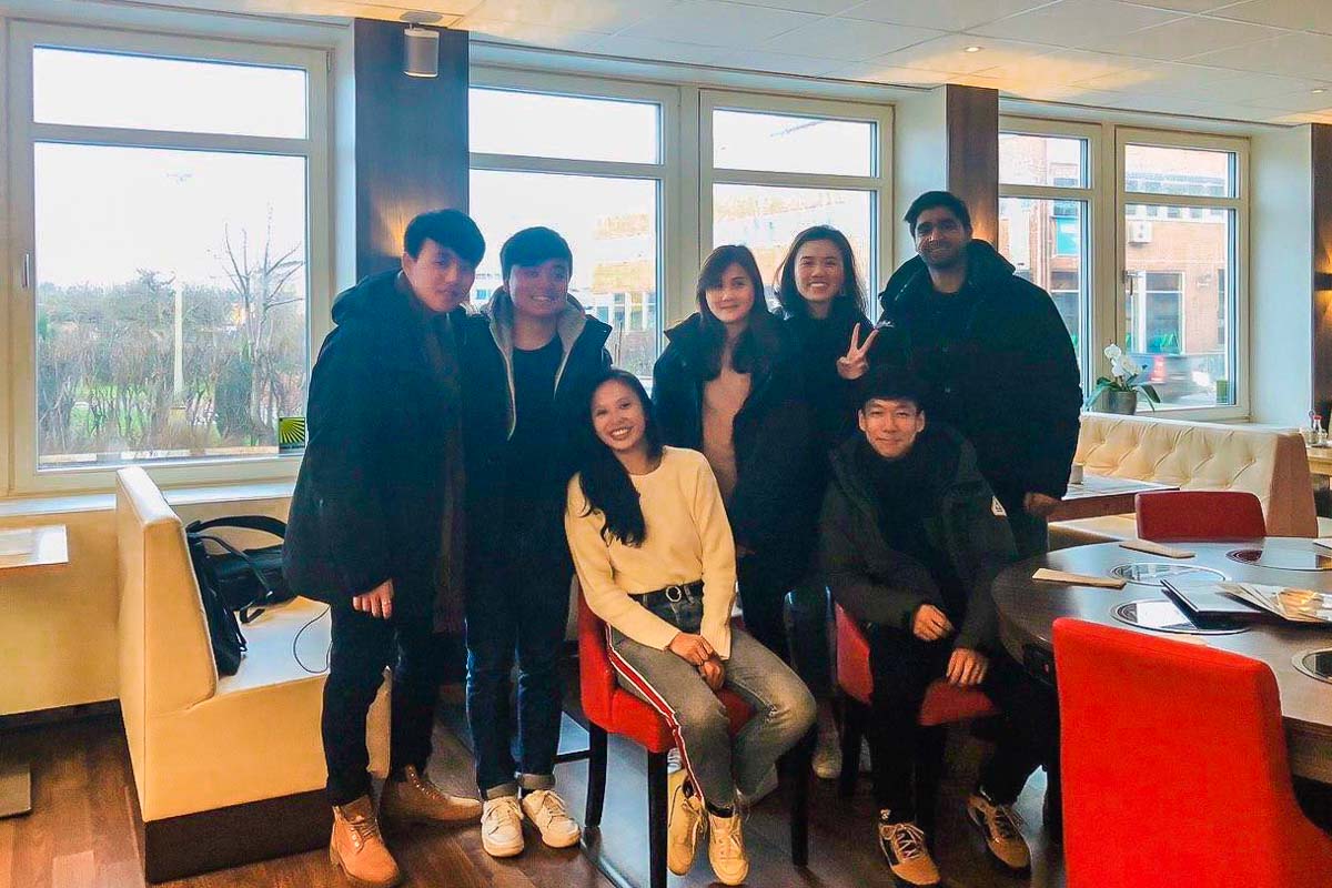 Thaddus and his friends in Sweden - Singaporean students coming home