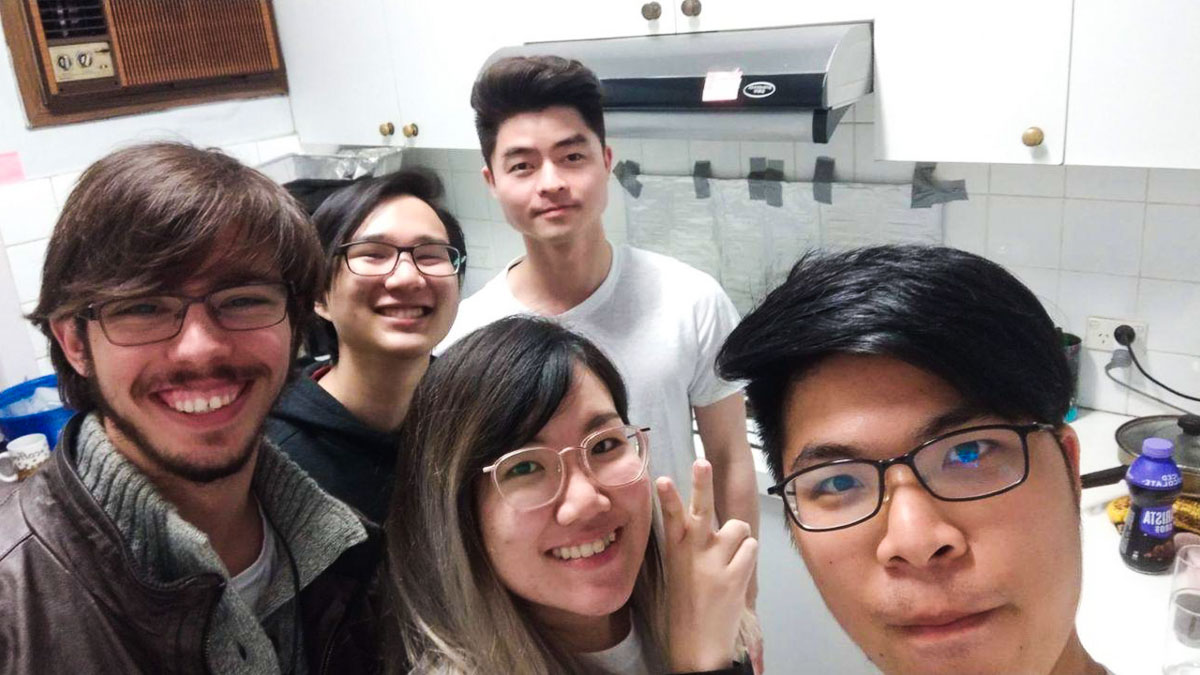 Yanchao and his house mates in Melbourne - Singaporean Students come home due to COVID-19