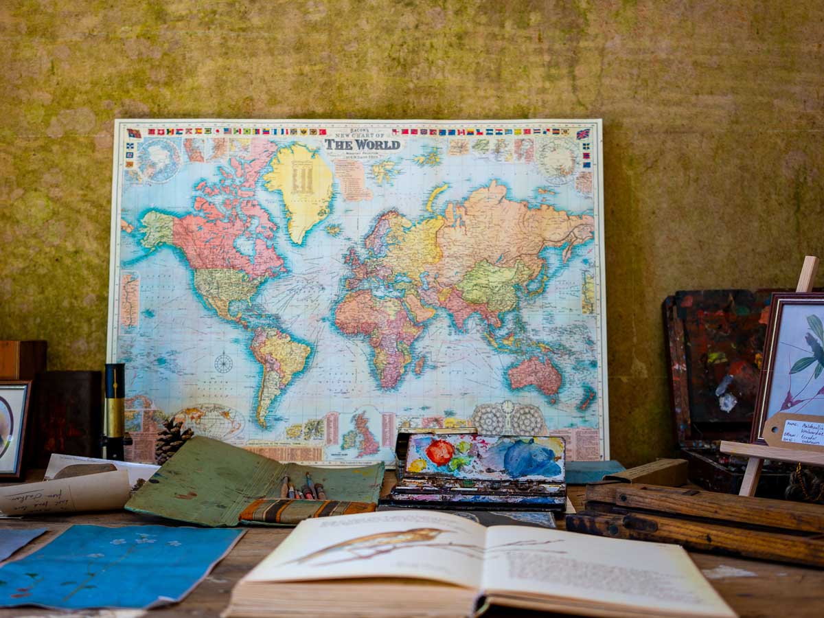 Map on Table with Art Materials - Pre-trip