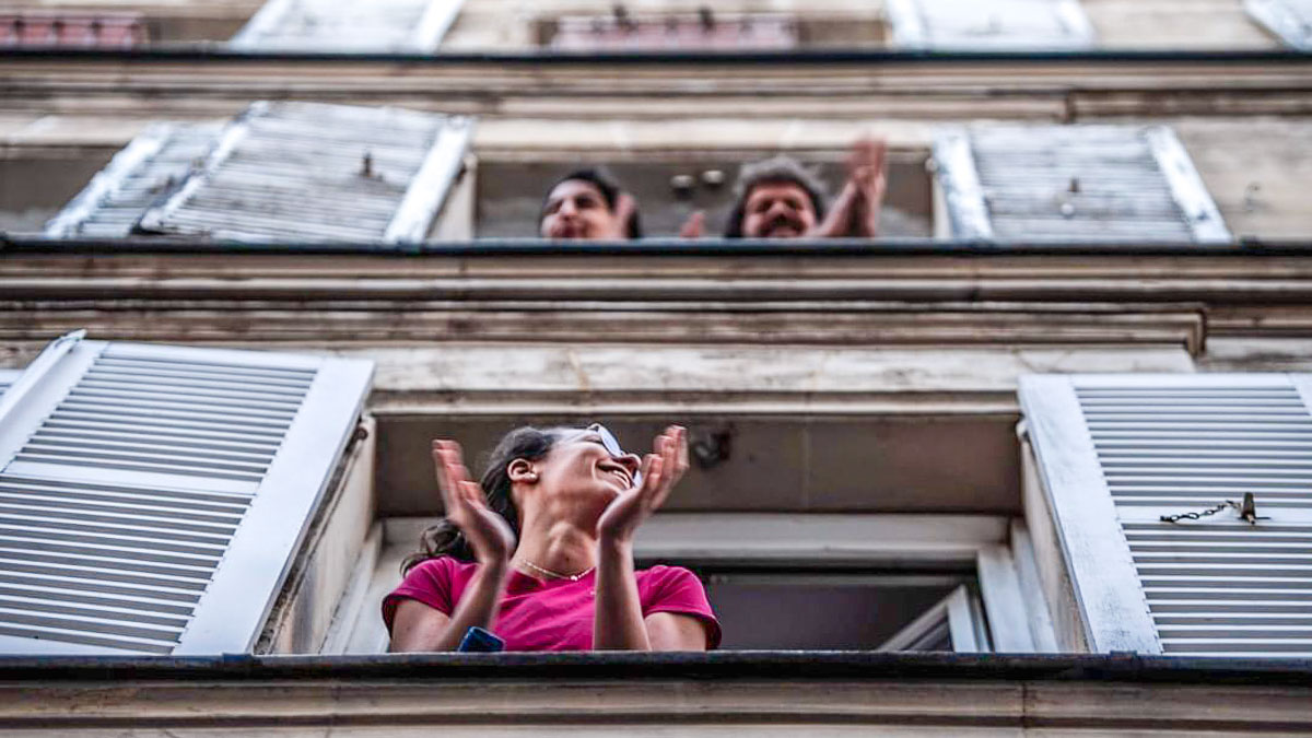 Residents Cheering from Their Windows in Paris France - Thank COVID-19 Healthcare and Frontline Workers Around the World