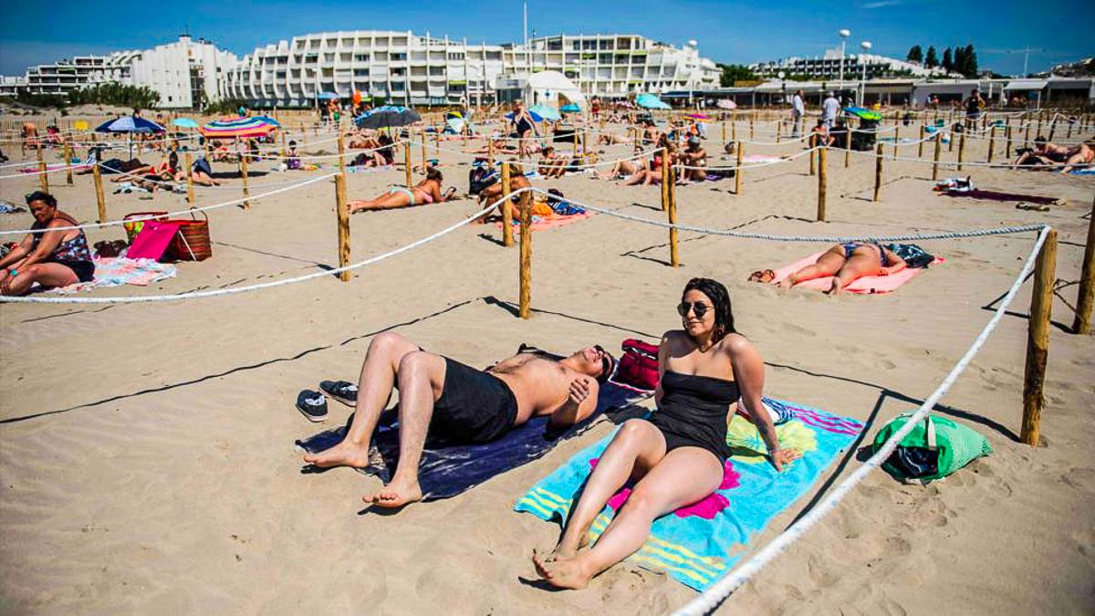 France Beach Goers -COVID-19 Social Distancing around the world