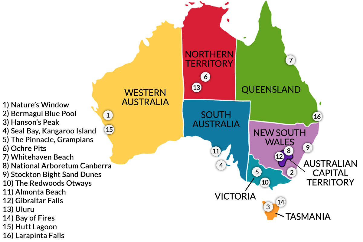 Map of Places to Visit in Australia Itinerary