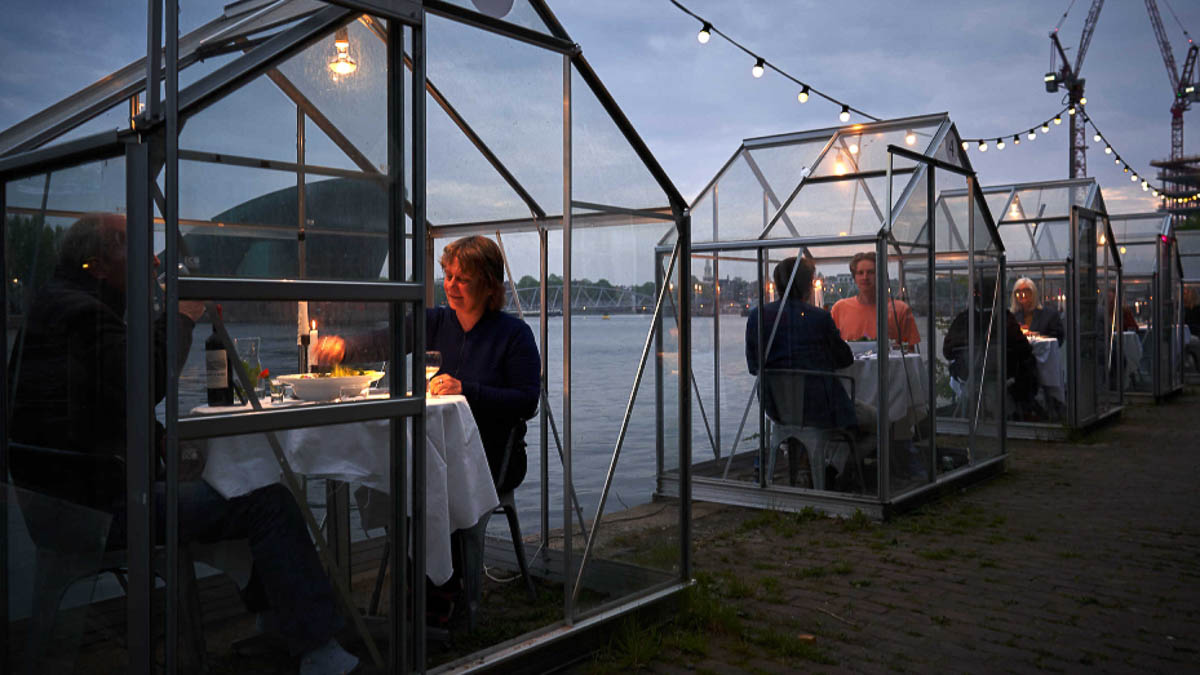 Mediamatic ETEN Amsterdam Netherlands Greenhouse Dining - COVID-19 Social Distancing