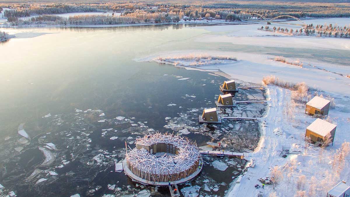 Arctic Bath in Sweden Bird's Eye View - Travel Bucket List