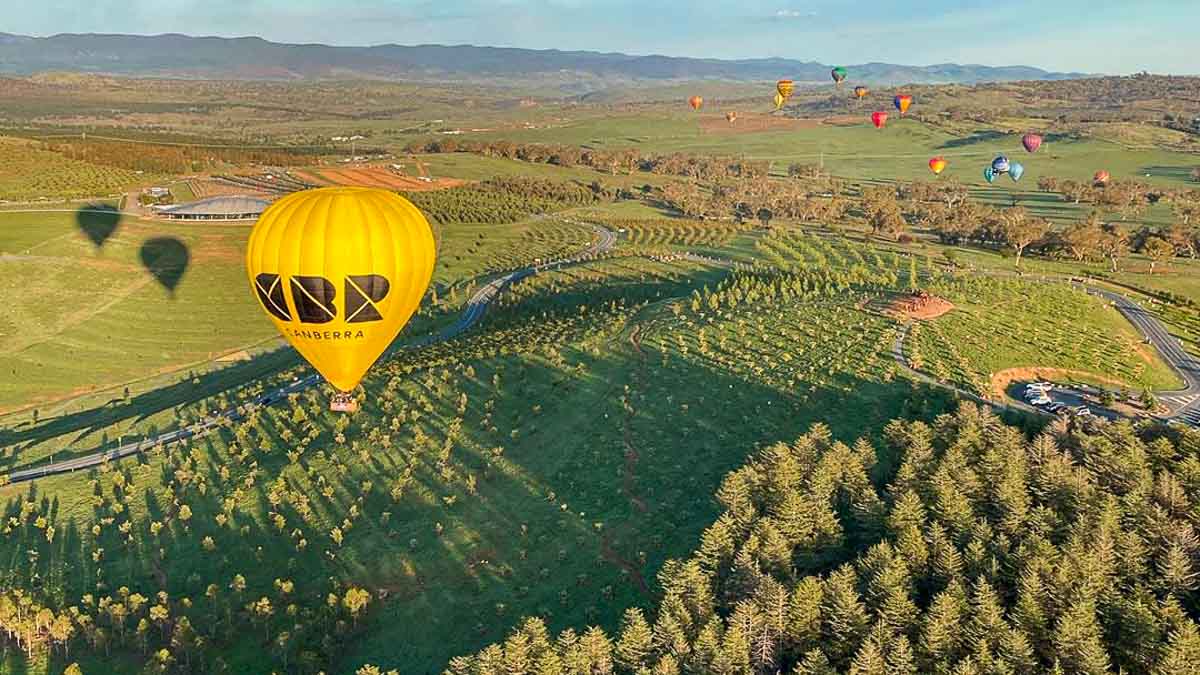 Hot Air Balloon over Canberra City during Canberra Balloon Spectacular Festival - Reasons to Visit Australia