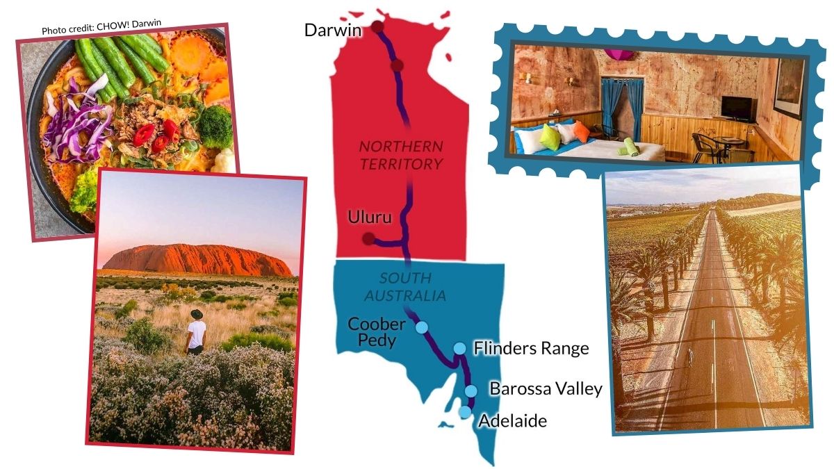 Outback Darwin to Adelaide Australia Road Trip Map Itinerary