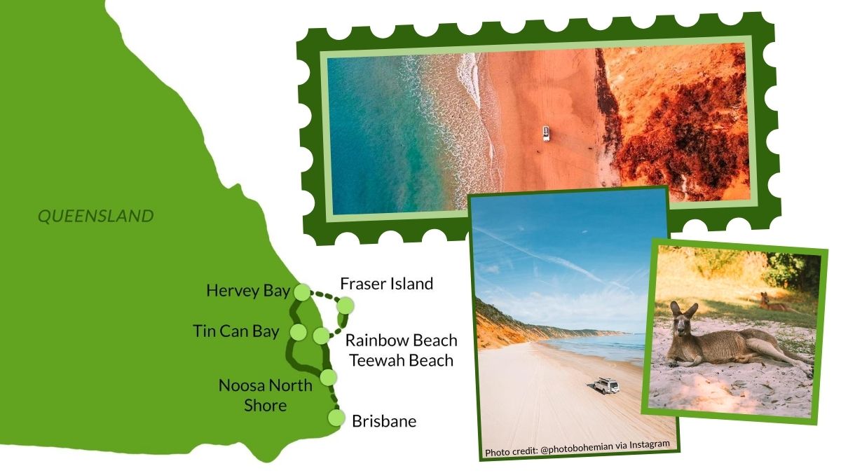 Queensland Great Beach Drive Road Trip Map Itinerary