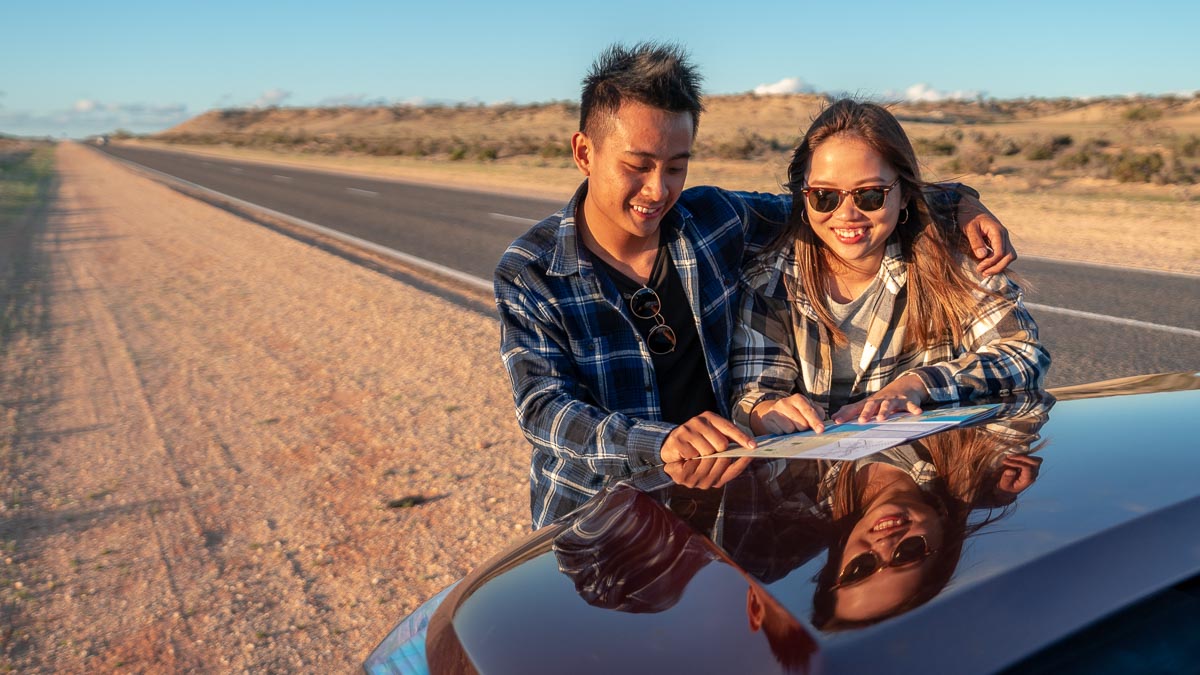 Renald and Sherry Reviewing a Map