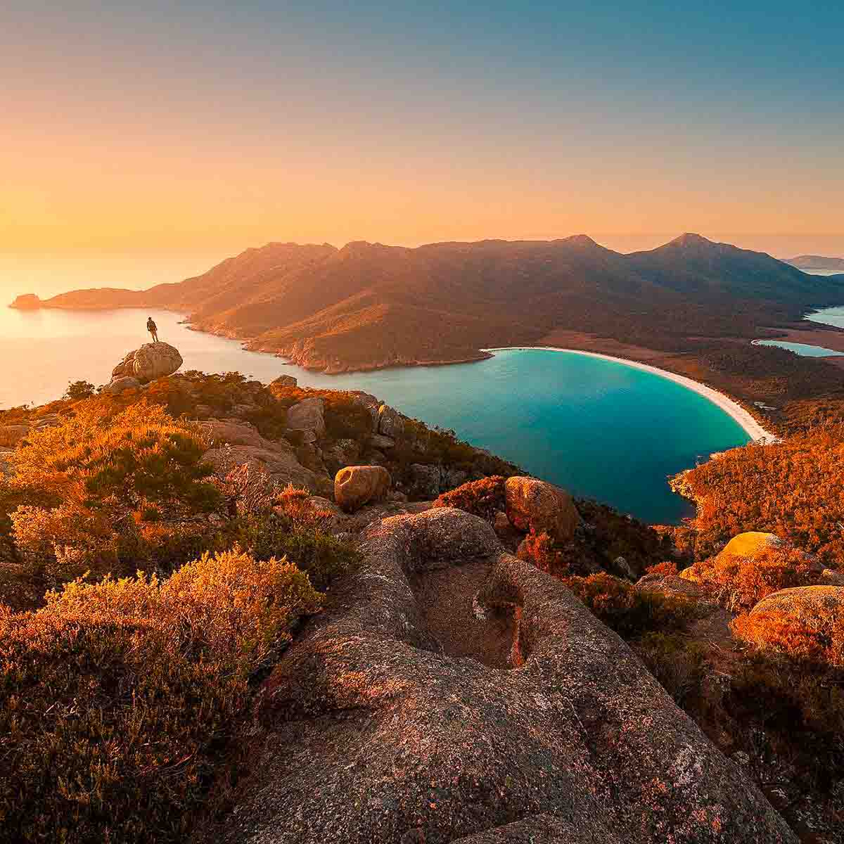 Sunrise at Wineglass Bay of Tasmania - Australia VTL reopening