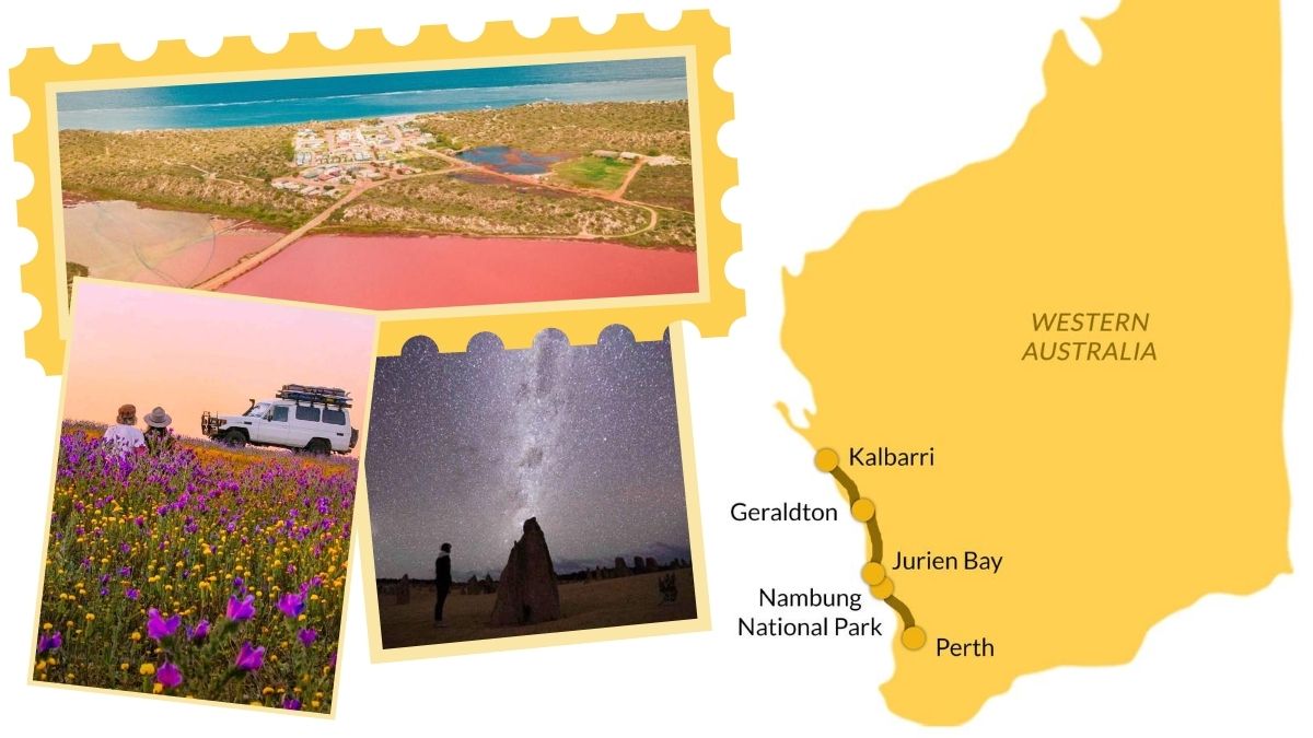 Western Australia Indian Ocean Drive Road Trip Itinerary Map