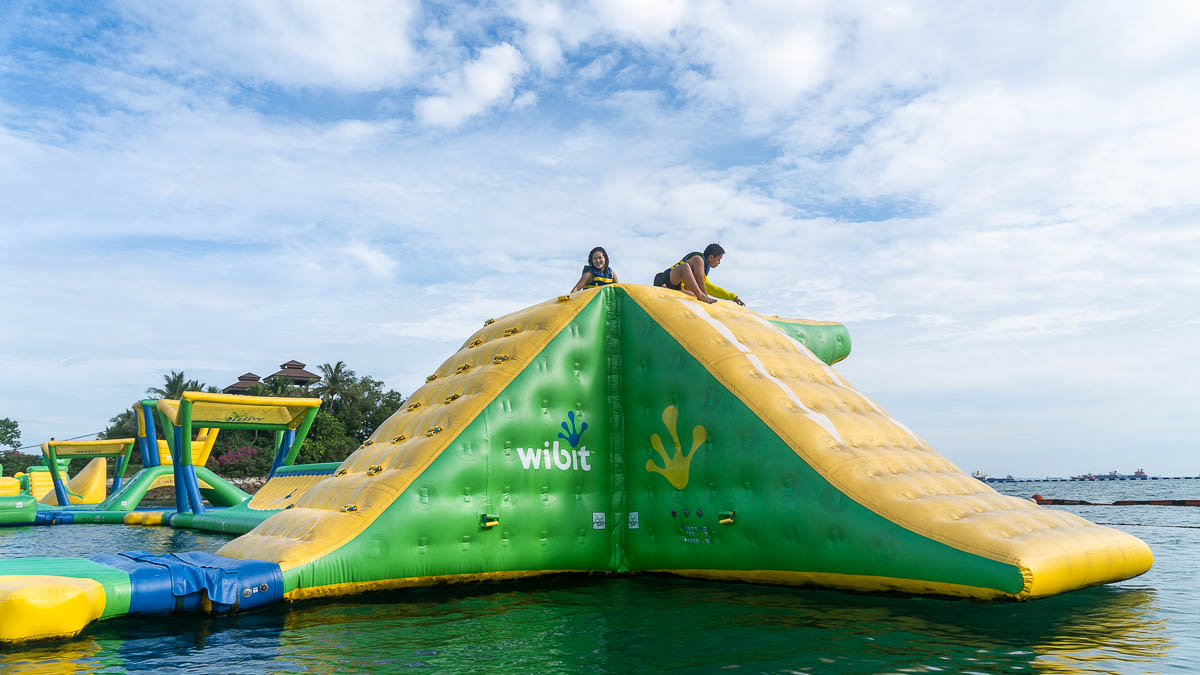 Playing on Sentosa Hydrodash Slide