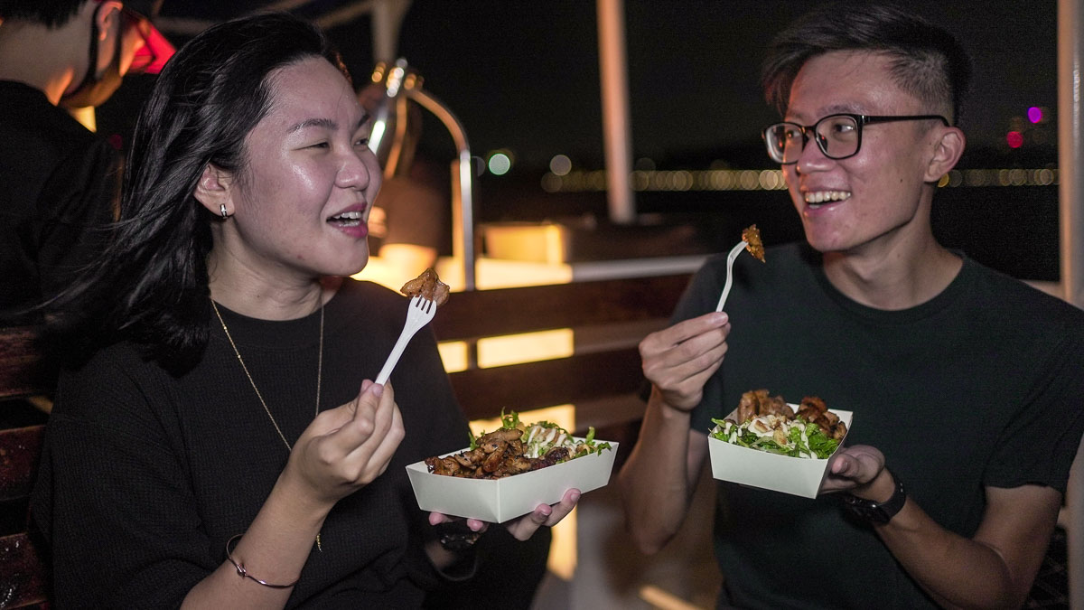 Couple Dining on Southern Straits Cruise - Singapore Staycation