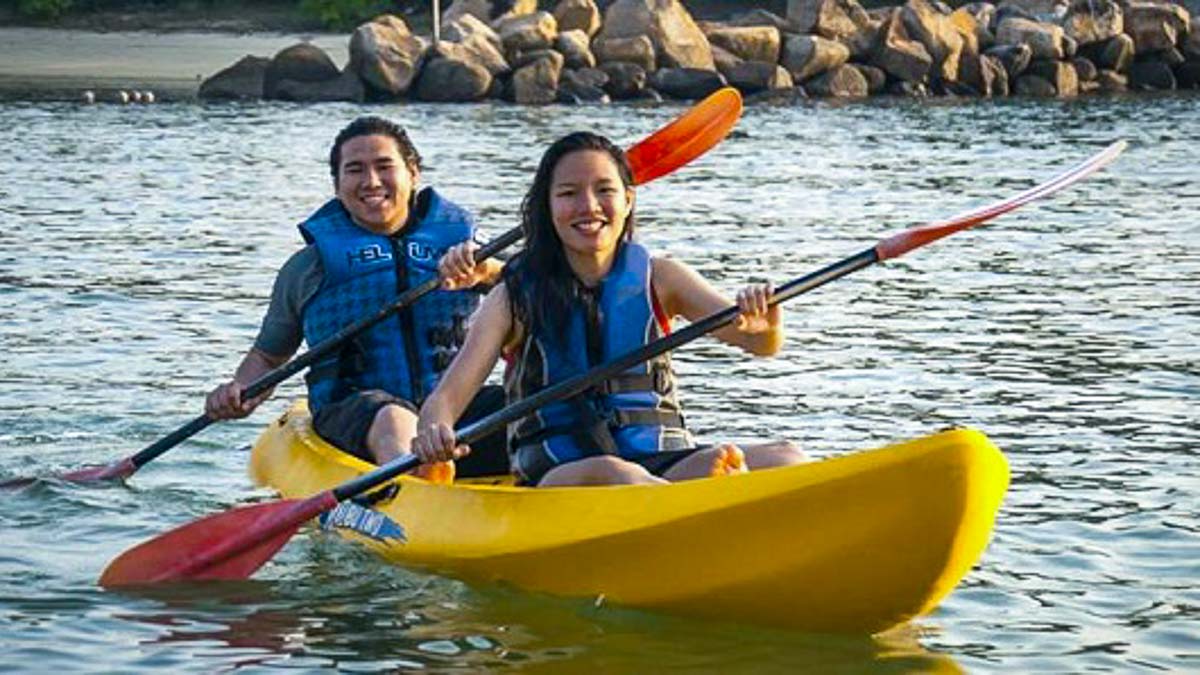 Couple Kayaking at Sentosa