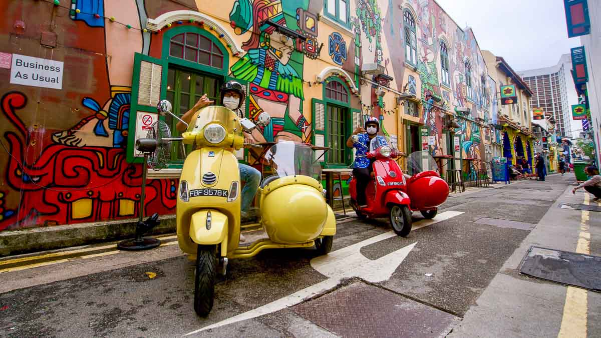 Singapore Sidecars Vespa tour at Haji Lane - Singapore Theme Park Guide