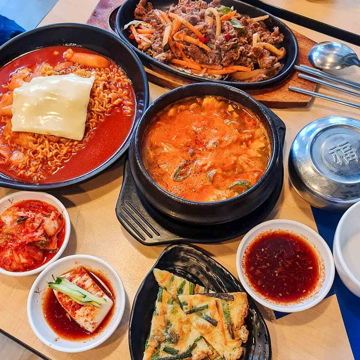 Flat lay of Daebak Korean Food 