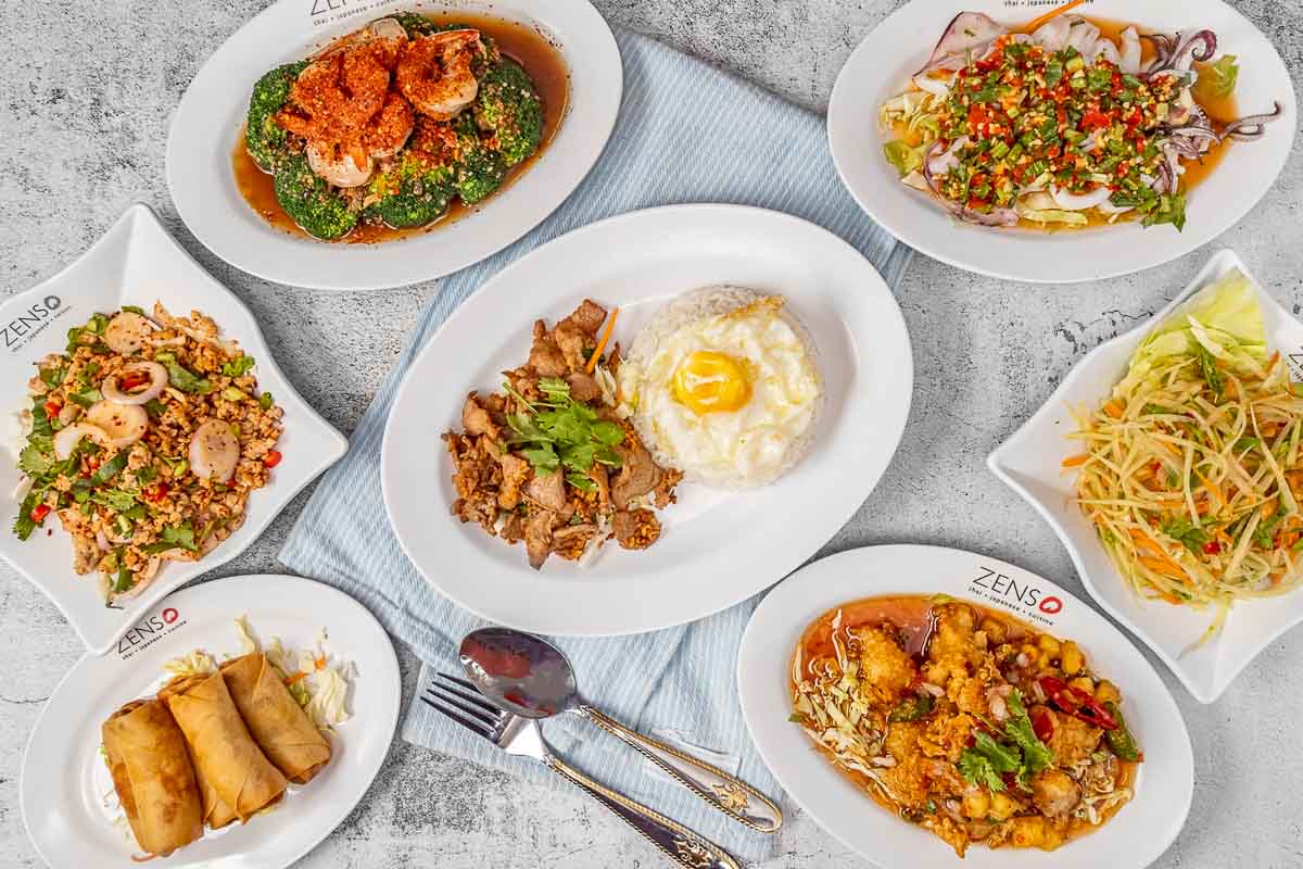 Flatlay of Zenso Thai Restaurant Food