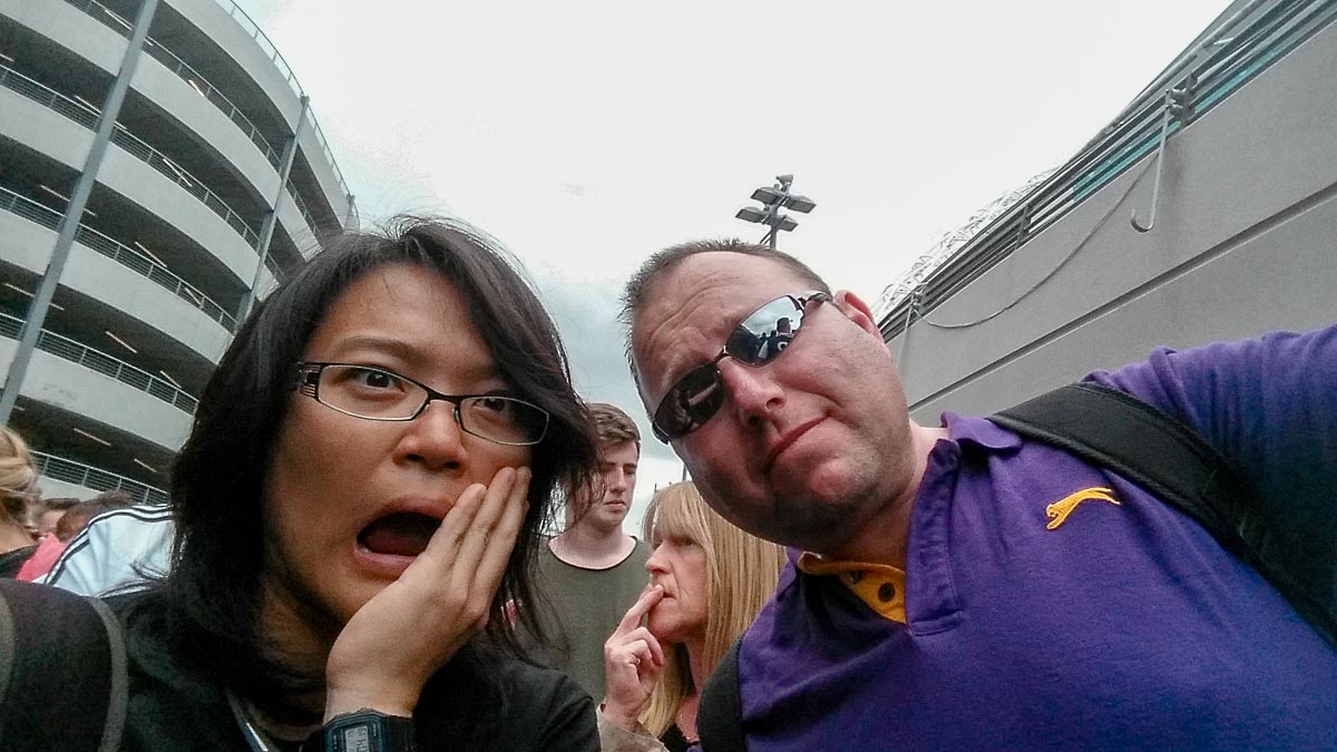 Mich with Chris while queueing up for Coldplay