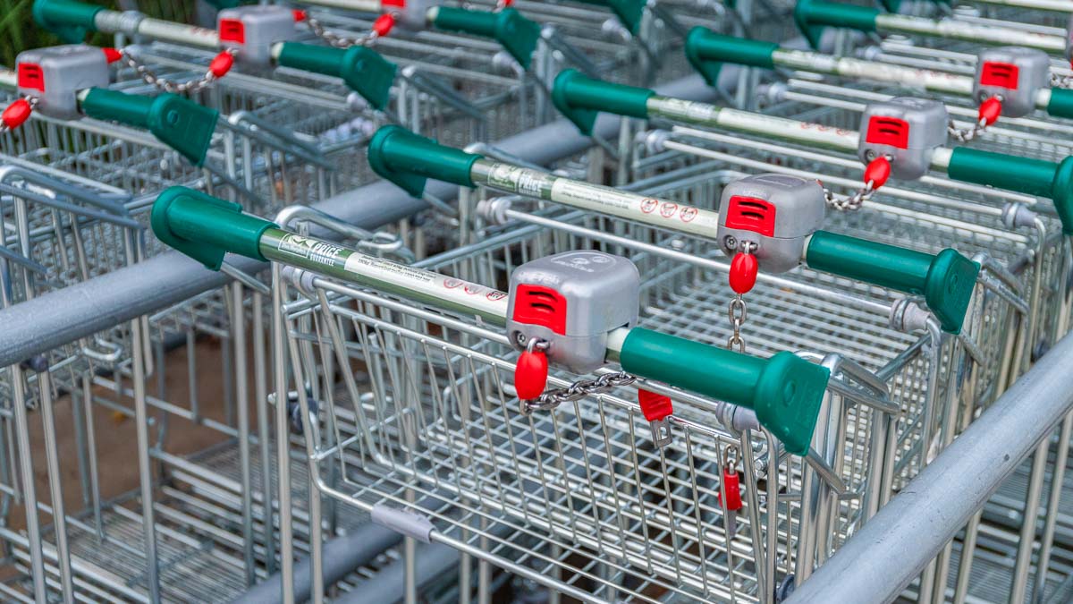 Shopping carts in a row