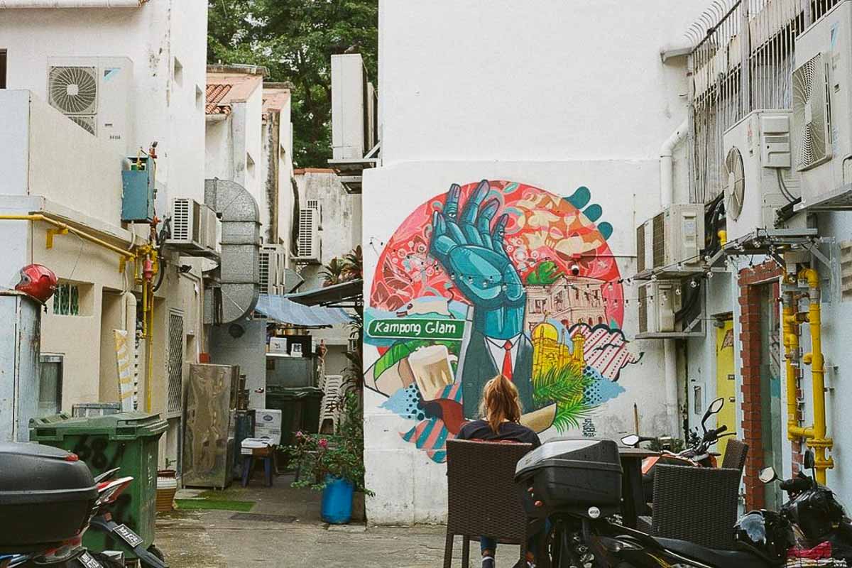 Taking film camera photography at Haji Lane - Staycation in Singapore