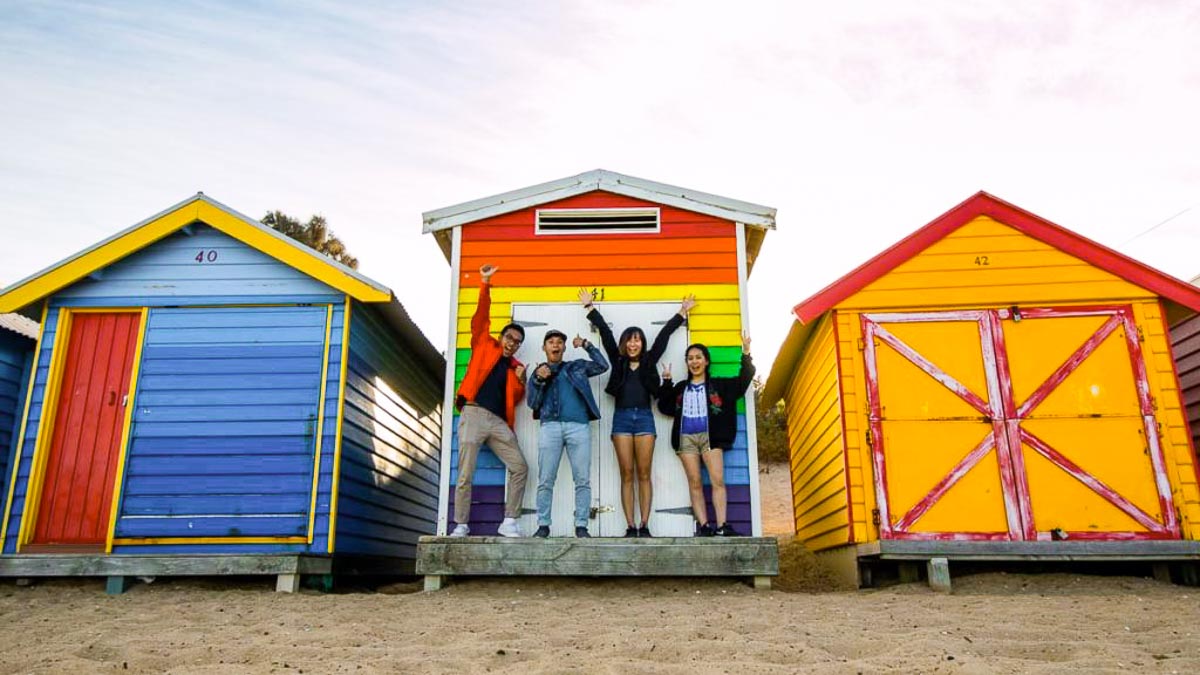 Brighton Beach Colourful Bathing Boxes