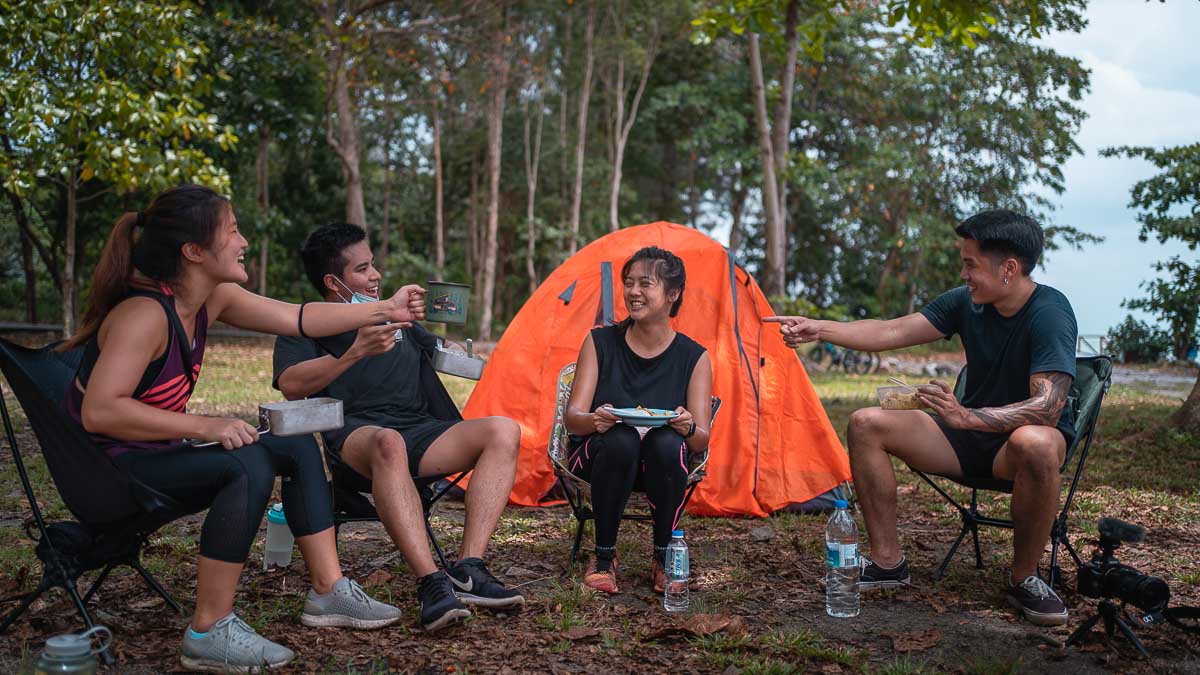 Group of friends Camping in Singapore - Pulau Ubin Camping