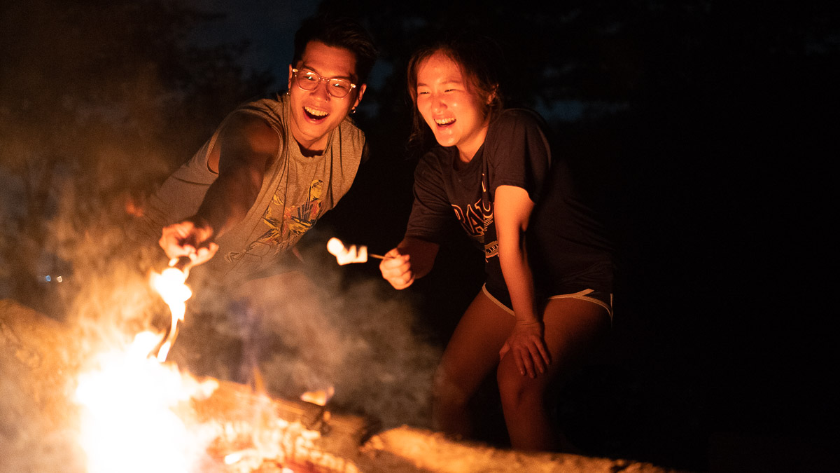 Roasting Marshmellows at a Campfire - Pulau Ubin