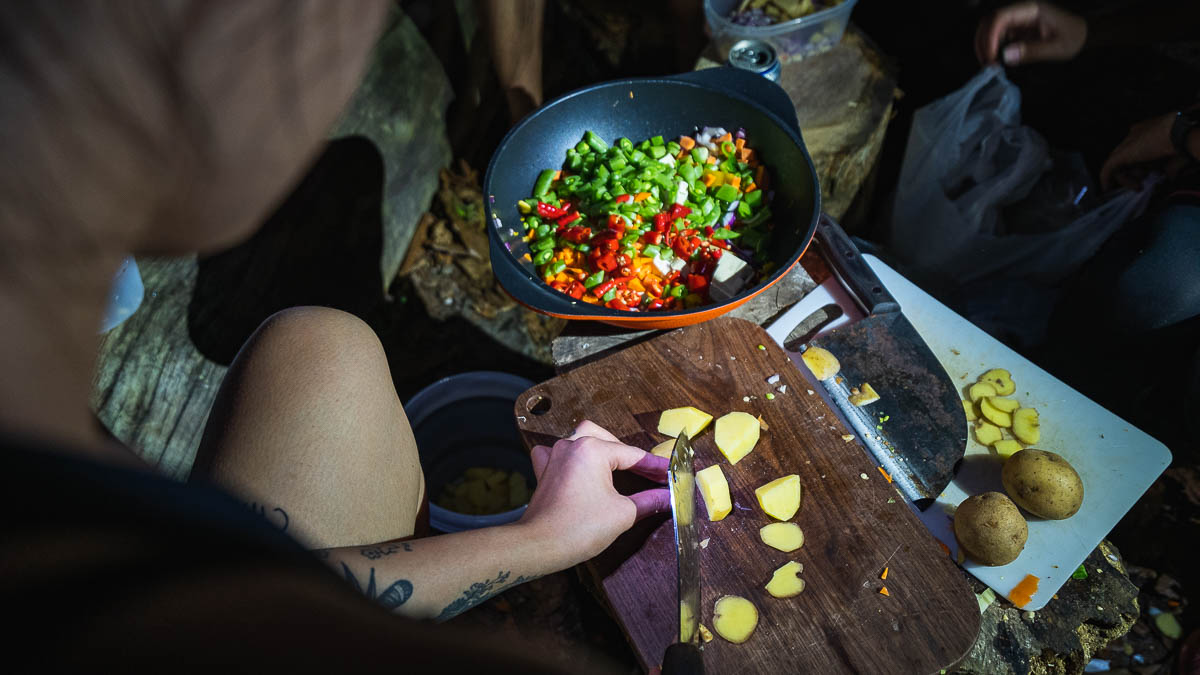 Cooking Dinner Outdoors Camping - Pulau Ubin Camping