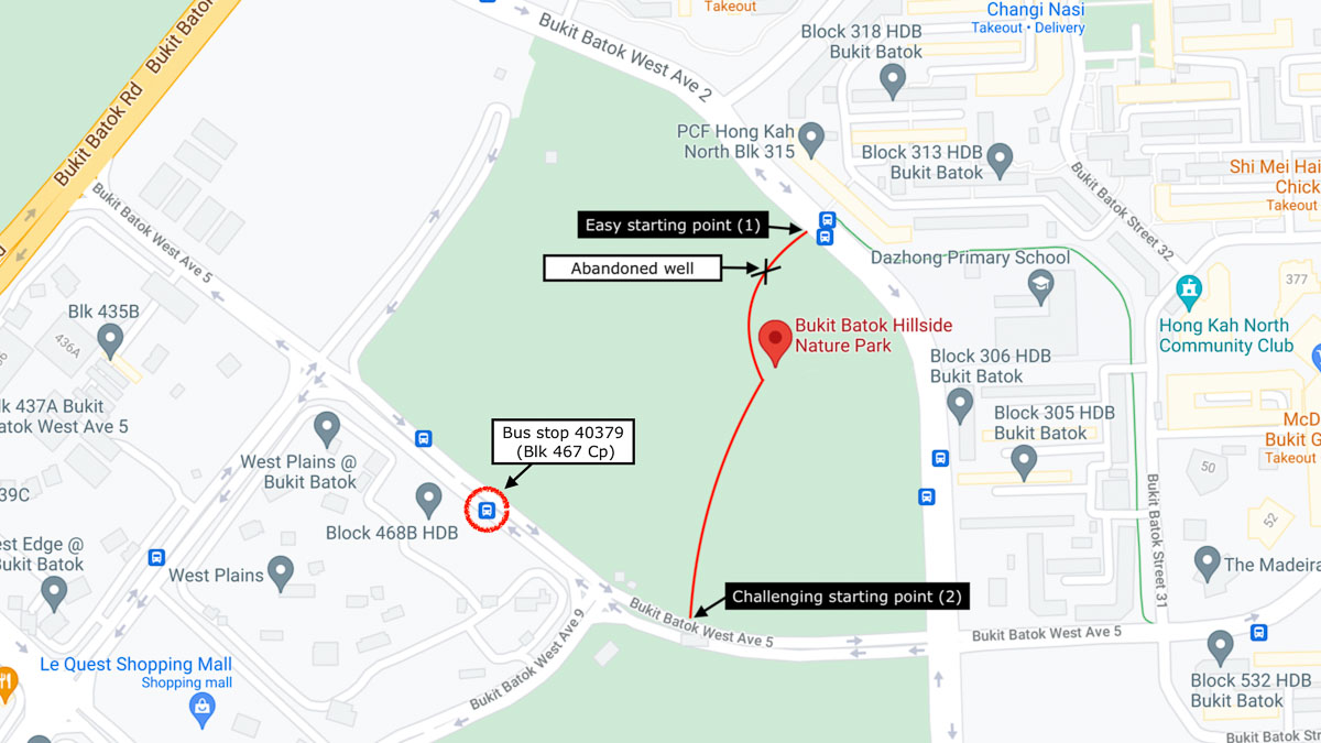 Google Maps Directions to Bukit Batok Hillside Nature Park - Hiking in Singapore