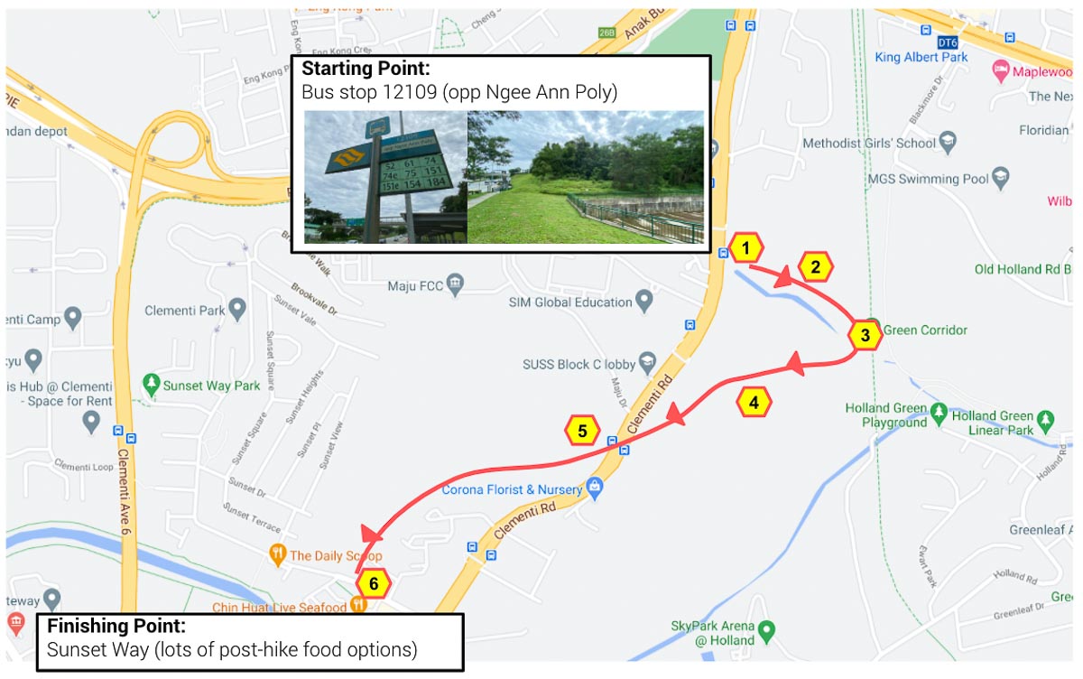 Map of TTI's Clementi Forest Route