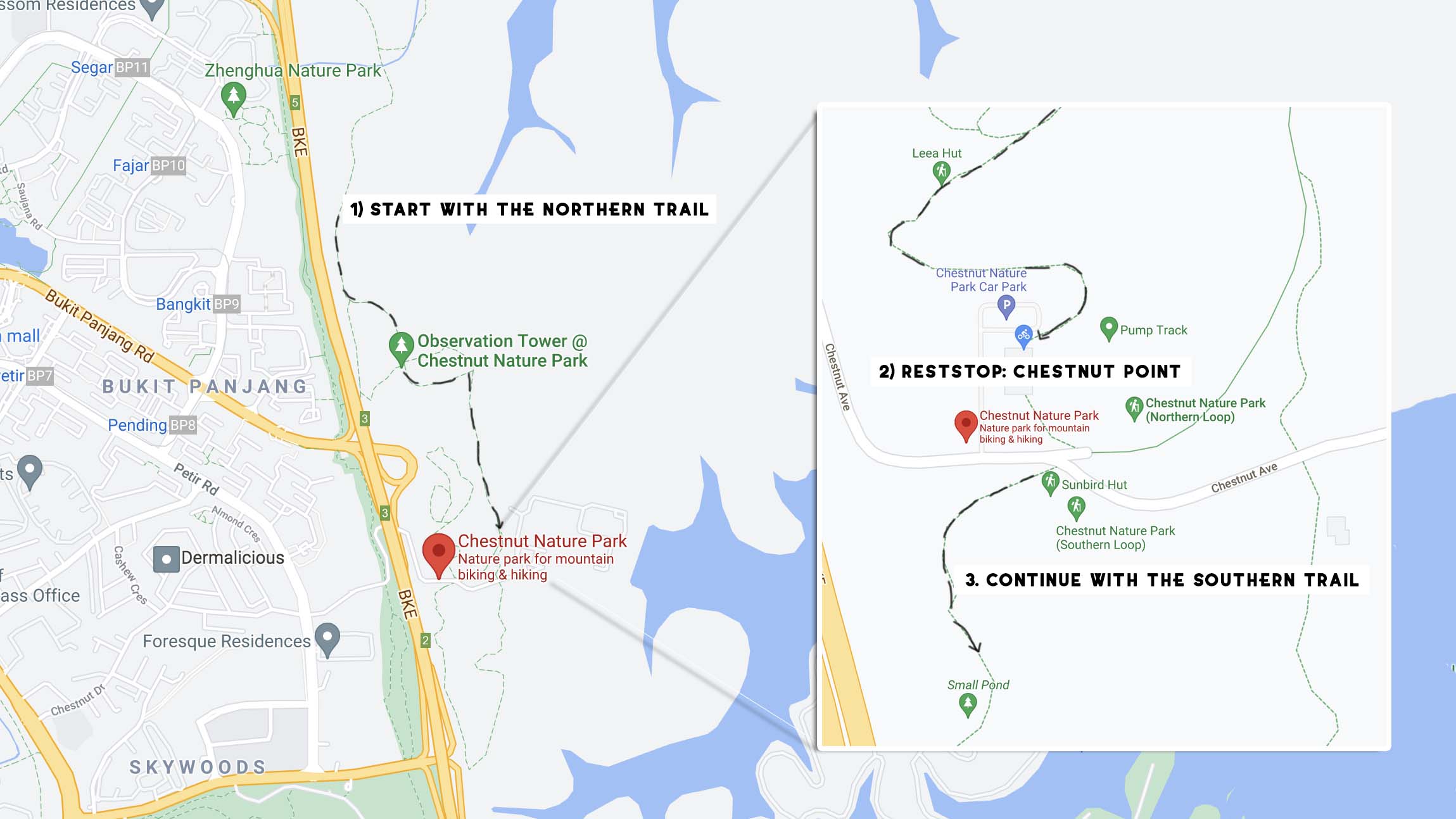 Recommended Route and Map - Chestnut Nature Park