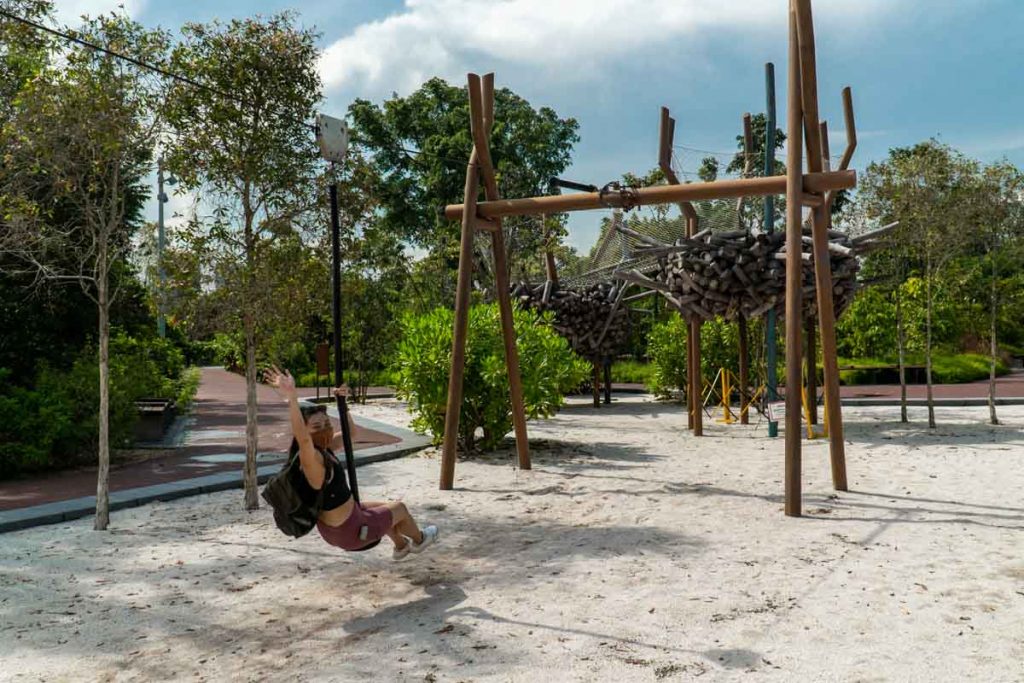 Girl on Flying Fox at Jurong Lake Gardens — Things to do in Singapore