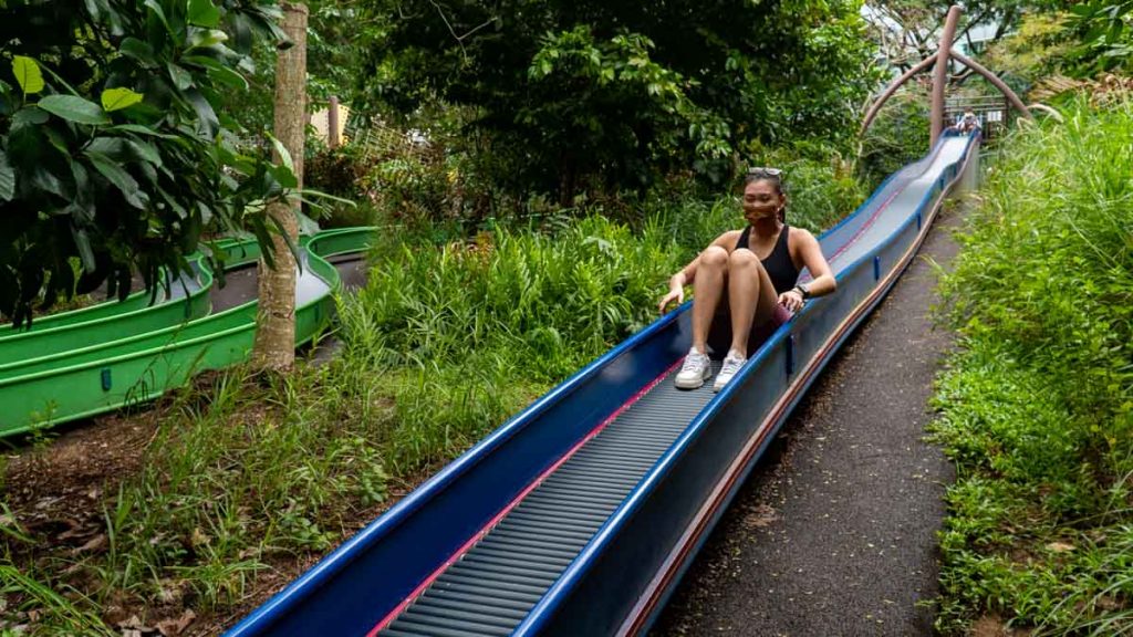 Girl on Slide at Admiralty Park Playground — Outdoor Playgrounds in Singapore